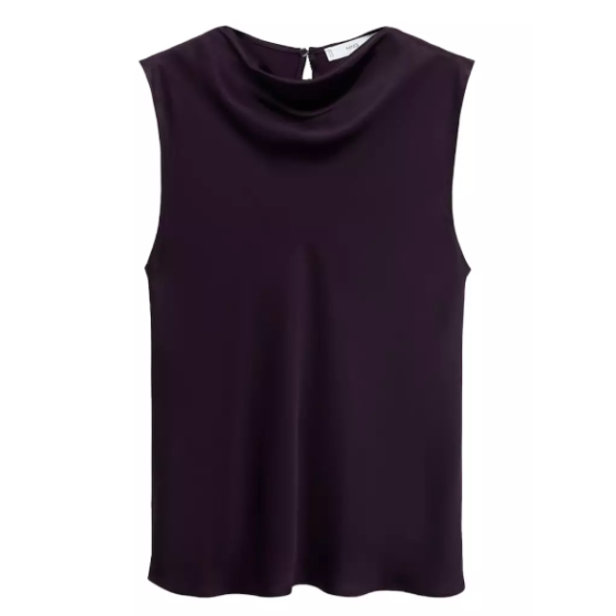 Women's Satin Blouse with Draped Neck