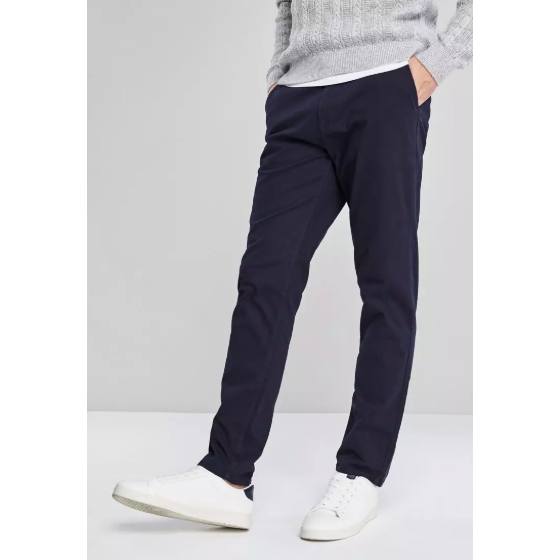 Men's Navy Blue Stretch Chino Trousers Slim Fit